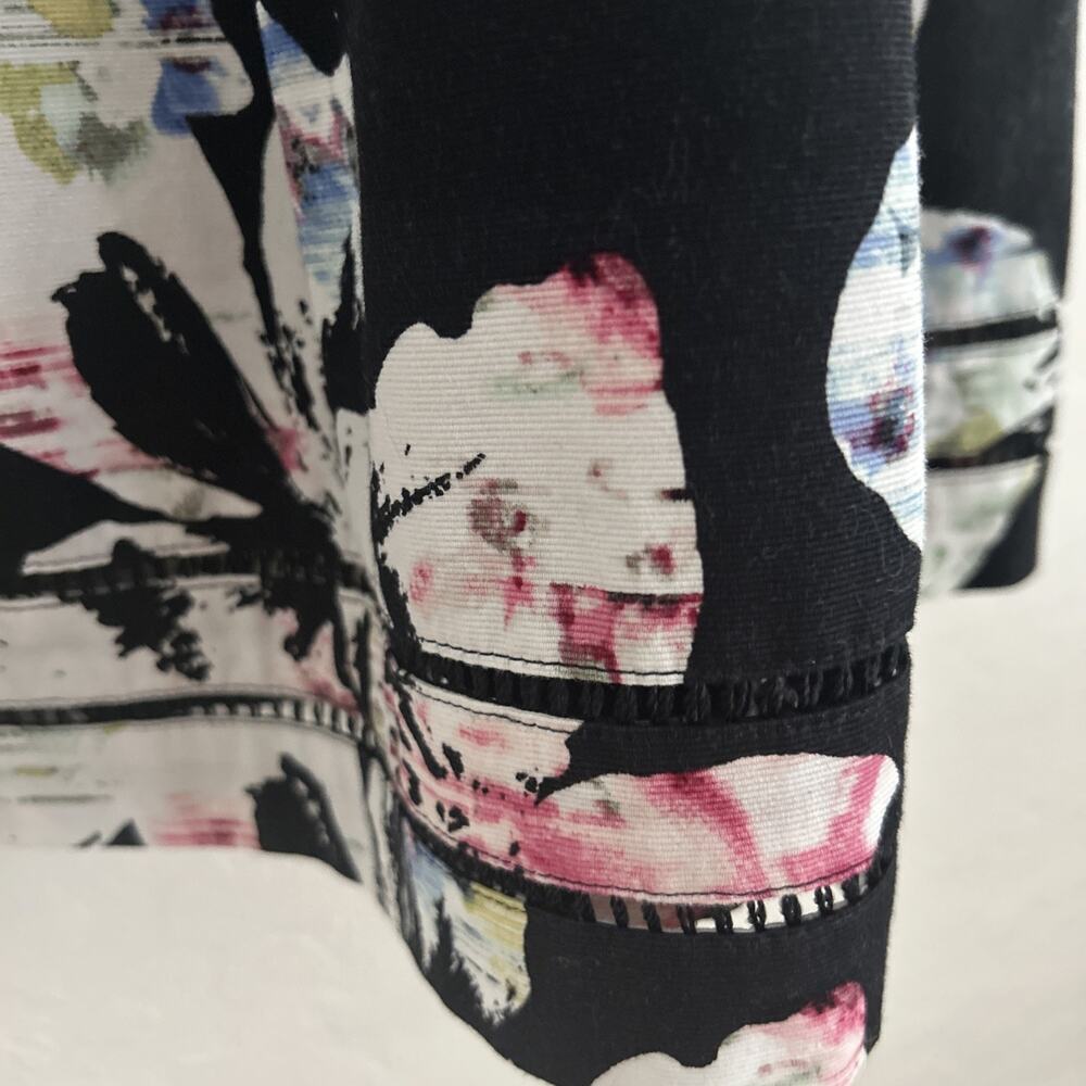White House Black Market WHBM Fallie Firl A Line Black Floral Midi Dress 2 - Picture 4 of 9